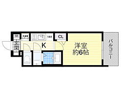 プレサンス塚本ベラビィ 1Kの間取図画像