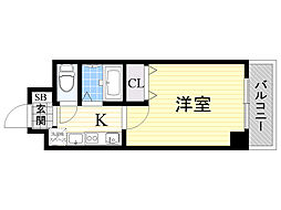 アヴァンセクール江坂 1Kの間取図画像