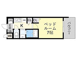 OrchidResidence塚本 1Kの間取図画像