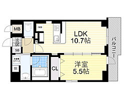 ハピネスガーデン新大阪 1LDKの間取図画像