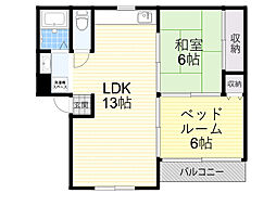 アブニール 2LDKの間取図画像