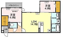フローリッチ1 2LDKの間取図画像