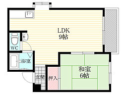 豊二ハイツ 1LDKの間取図画像