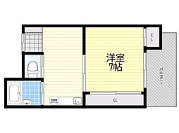 エクト1 1DKの間取図画像