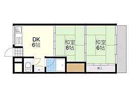昭和マンション 2DKの間取図画像