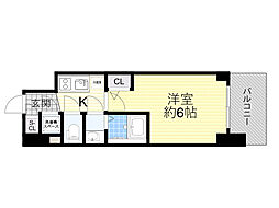 エスリードレジデンス大阪ウエストコート 1Kの間取図画像