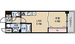 グランルクレ新大阪 1LDKの間取図画像