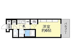 プレサンスOSAKA姫里ヴィオン 1Kの間取図画像