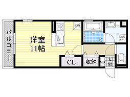 D-room中桜塚 ワンルームの間取図画像