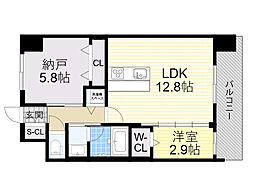 スプランディッドライズ新大阪ノース 1SLDKの間取図画像
