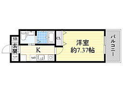 CASSIA豊中三国 1Kの間取図画像