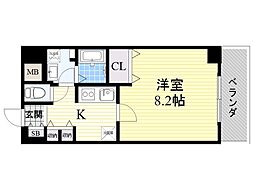 ドライバウム江坂 1Kの間取図画像