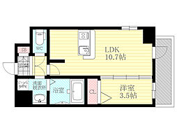 エスリード新大阪ザマーク 1LDKの間取図画像