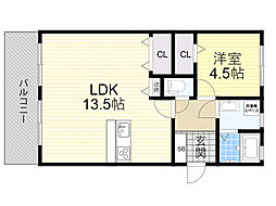 フジコーポ 1LDKの間取図画像