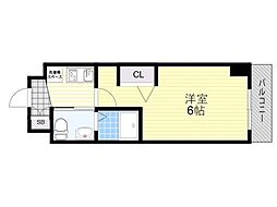 インザグレイス塚本ソレイユ 1Kの間取図画像