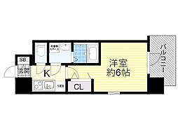 エスリードレジデンスオオサカウエスト 1Kの間取図画像