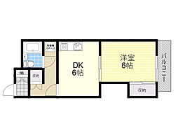 メゾンサプリーム 1DKの間取図画像