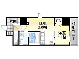 グランセジュール江坂パーカー江坂ビル 1LDKの間取図画像