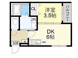 ハーモニーテラス大和田 1DKの間取図画像