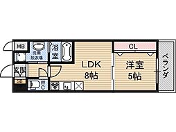 グランルクレ新大阪 1LDKの間取図画像