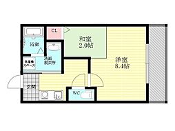震雲マンション 1Kの間取図画像