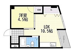 マンションピアファイブ 1LDKの間取図画像