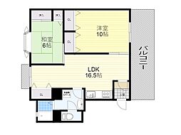 クラタス平野 2LDKの間取図画像