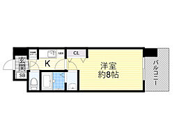 セレニテ江坂ミラク 1Kの間取図画像