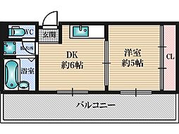 ハイムタイヨー 1DKの間取図画像