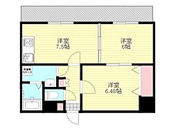 パレス東洋小松館 2LDKの間取図画像