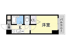 ノルデンハイム淡路D棟 1Kの間取図画像