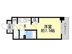 ディームス江坂 1Kの間取図画像