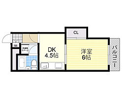 ハイツオーキタ 1Kの間取図画像