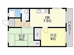 ハイツウエハラ 2LDKの間取図画像