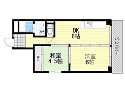 ヴィラ庄内 2DKの間取図画像