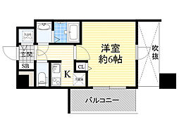 エスレジデンス新大阪ガーデン 1Kの間取図画像