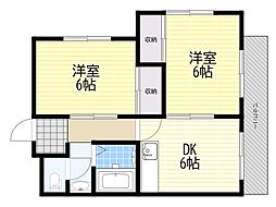 トッププラザ 2DKの間取図画像