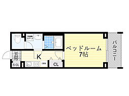 グランカーサ緑地公園 1Kの間取図画像