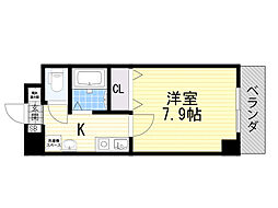 フローラルハイツ服部 1Kの間取図画像