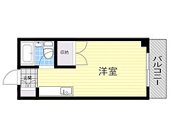 キャロル江坂 ワンルームの間取図画像