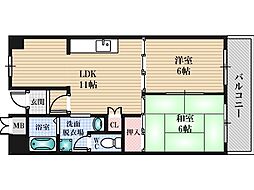 生島リバーサイドマンションB棟 2LDKの間取図画像