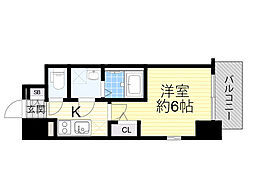 エスリード新大阪ザ・プレミアWEST 1Kの間取図画像