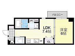 Mv.imp大阪塚本 1DKの間取図画像