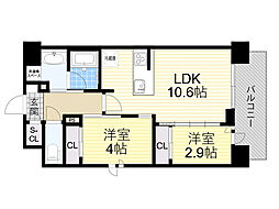 シーズンフラッツ新大阪SOUTH 2LDKの間取図画像