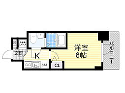 エスリード大阪シティノース 1Kの間取図画像