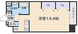 GRACE元今里 ワンルームの間取図画像