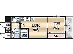 グランルクレ新大阪 1LDKの間取図画像