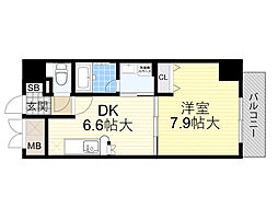 アーバネス淀川 1DKの間取図画像