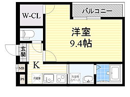 フジパレス服部天神 1Kの間取図画像