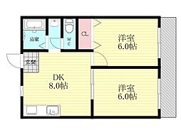 藤マンション 2DKの間取図画像